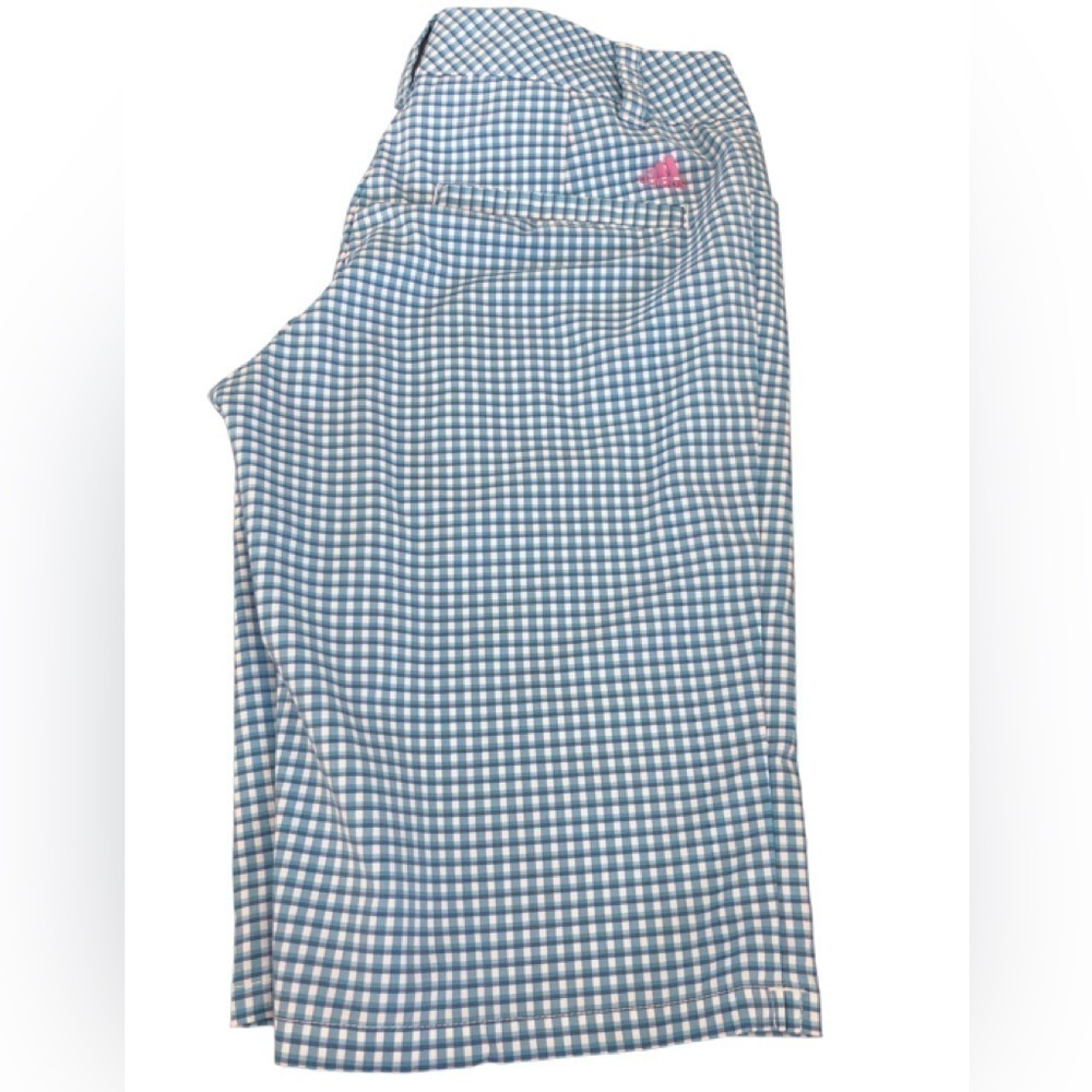 Adidas Blue Check Golf Bermuda Short Stretch Size 6 Outdoors Sporty Pockets - Picture 4 of 7